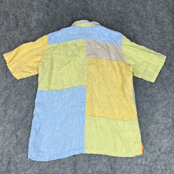 Territory‎ Ahead Shirt Mens XLT Multicolored Colorblock Linen Short Sleeve Patch - Picture 9 of 14